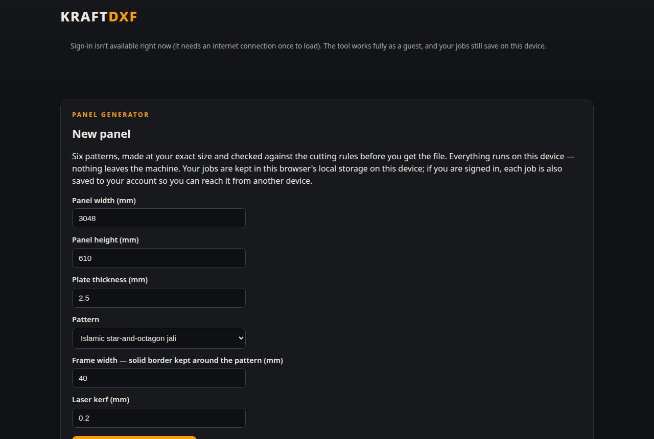 The KraftDXF app